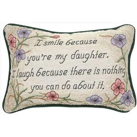 H2H 12.5 x 8.5 in. I Smile Because You are My Daughter Tapestry Word Pillow H2749525